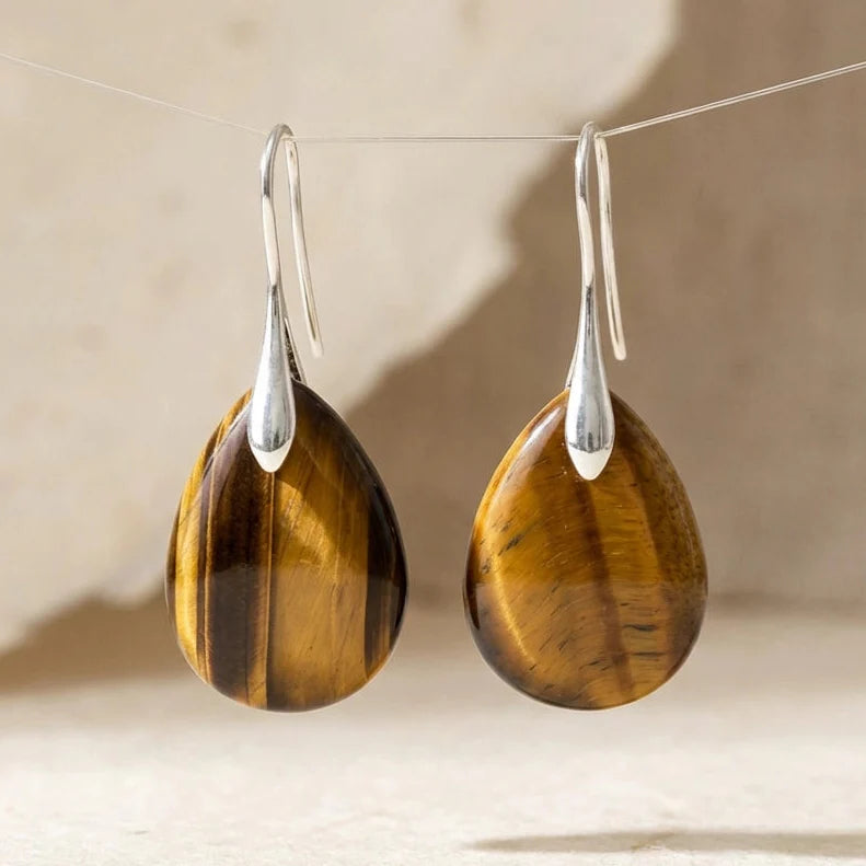 Tiger's Eye Drop Earrings - Tiger's Eye