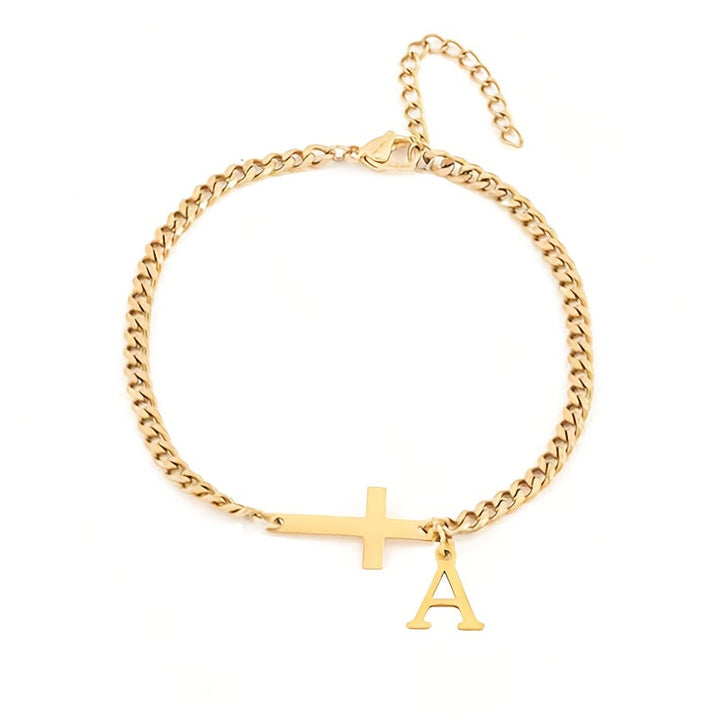 Initial Cross Bracelet | Gold