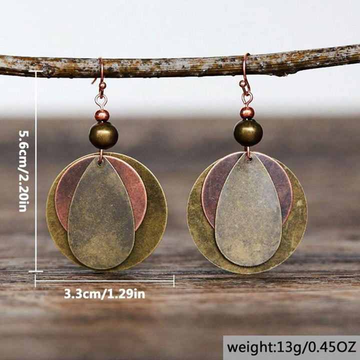 Vintage Distressed Bronze Tone Multi Layer Round Hoop Earrings