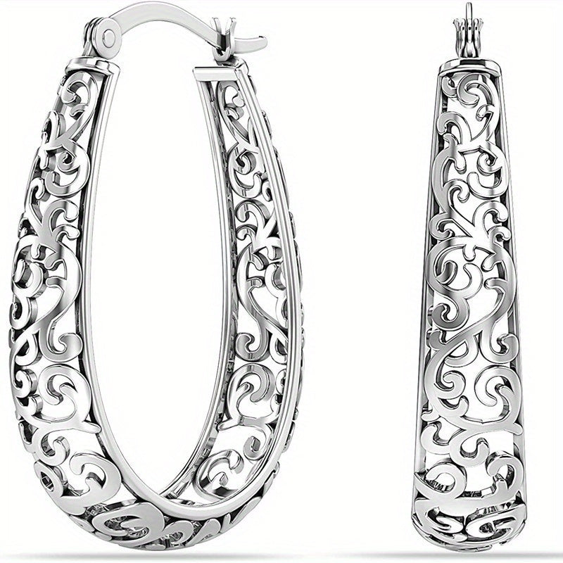 Elegant Retro Scroll Hoop Earrings