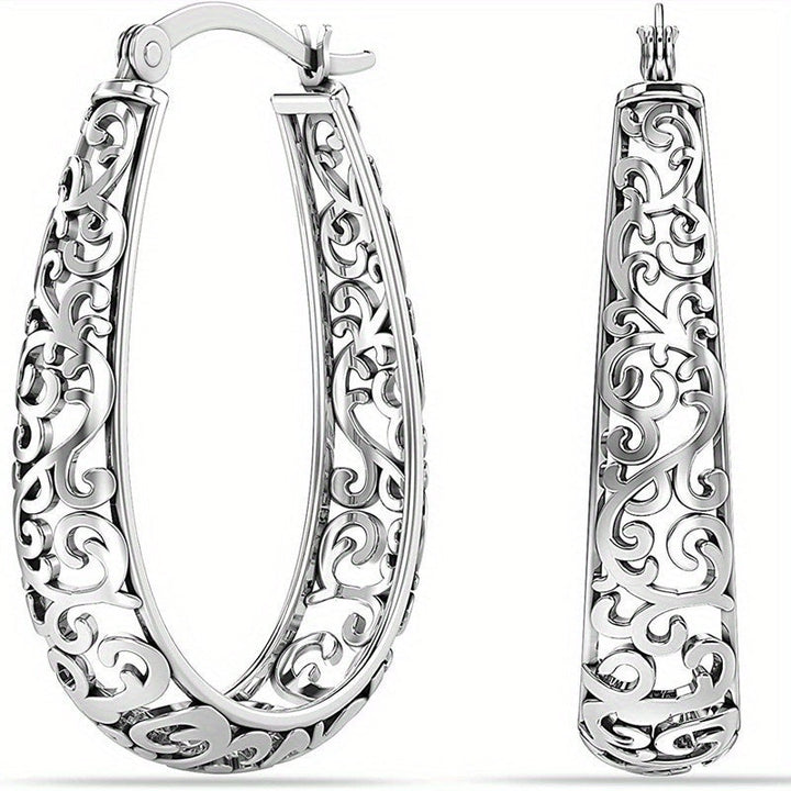 Elegant Retro Scroll Hoop Earrings