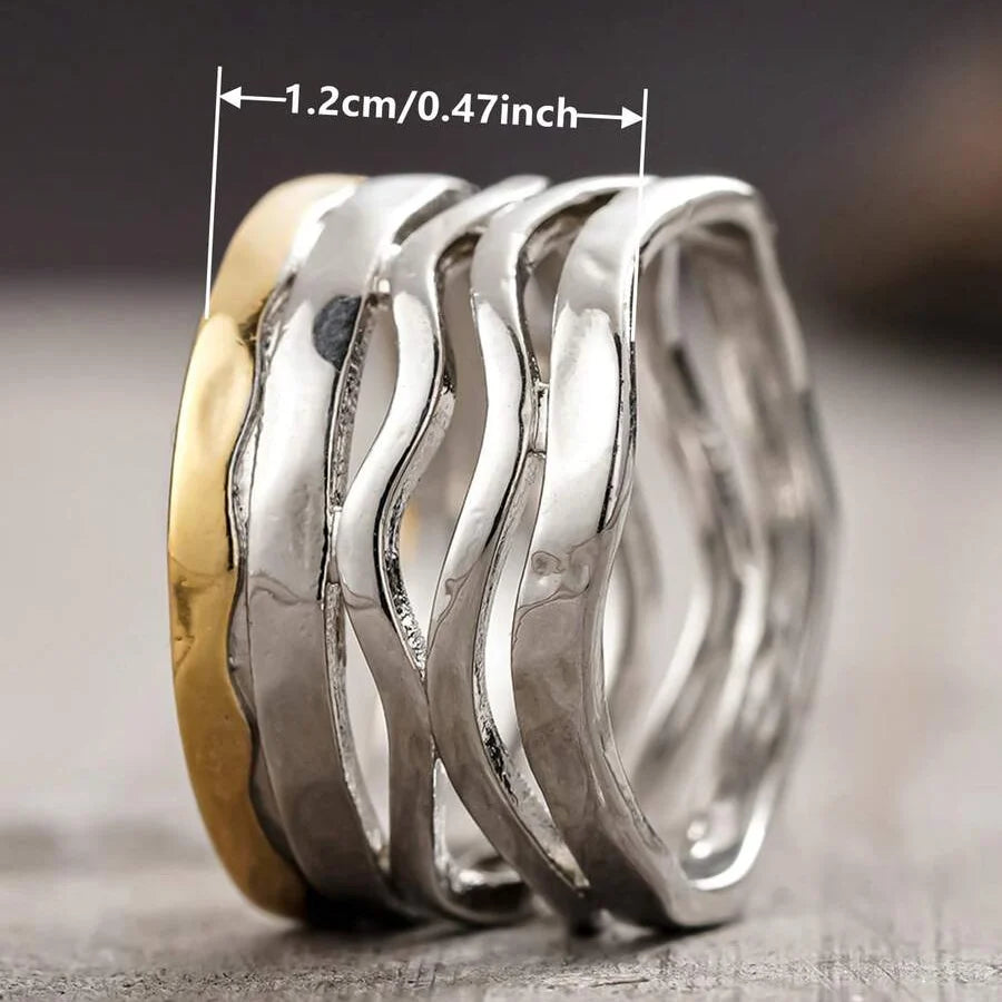 Retro Handcrafted Mixed Metal Multi Strand Wide Band