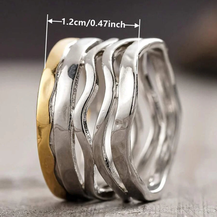 Retro Handcrafted Mixed Metal Multi Strand Wide Band