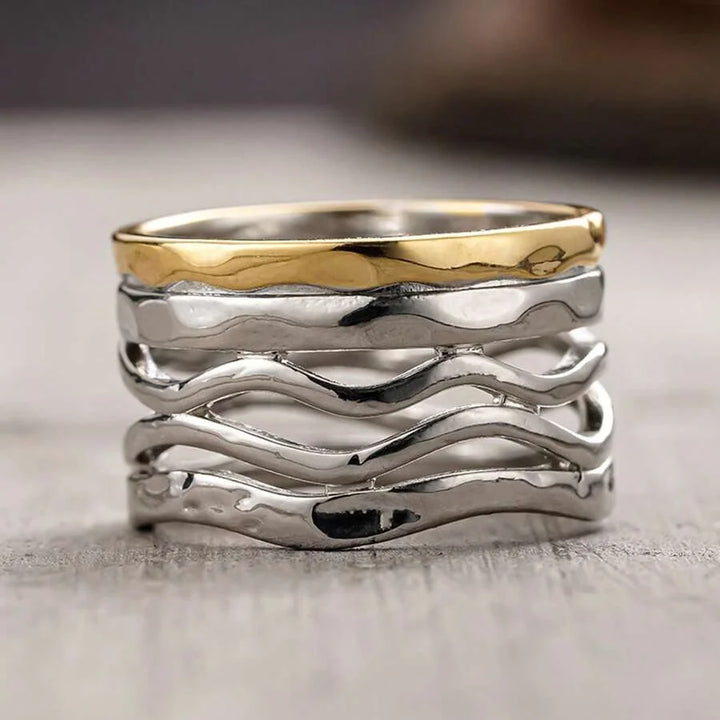 Retro Handcrafted Mixed Metal Multi Strand Wide Band