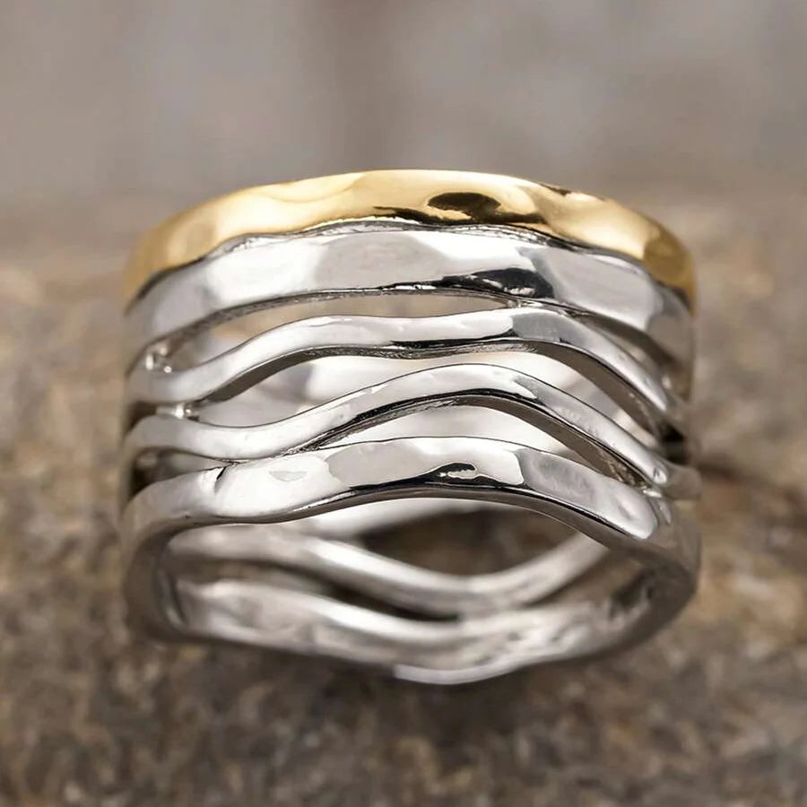 Retro Handcrafted Mixed Metal Multi Strand Wide Band