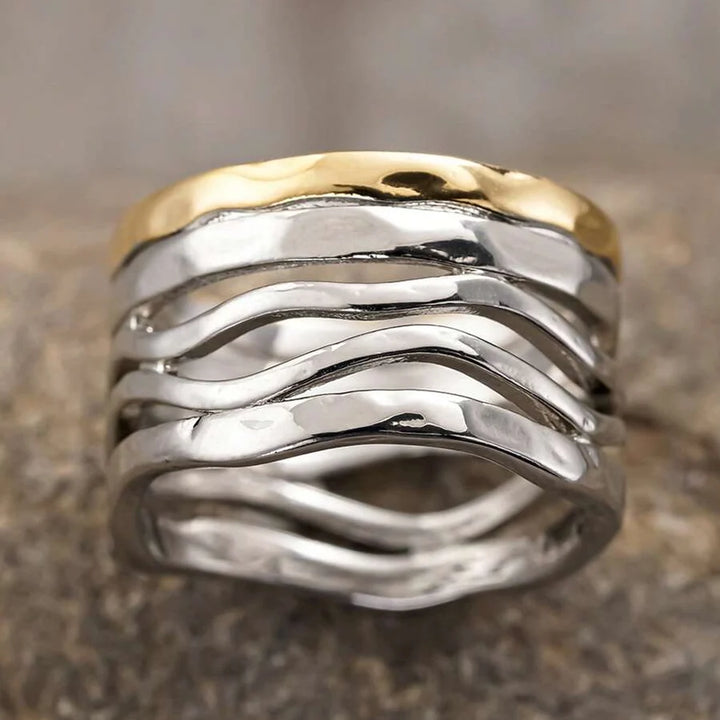 Retro Handcrafted Mixed Metal Multi Strand Wide Band
