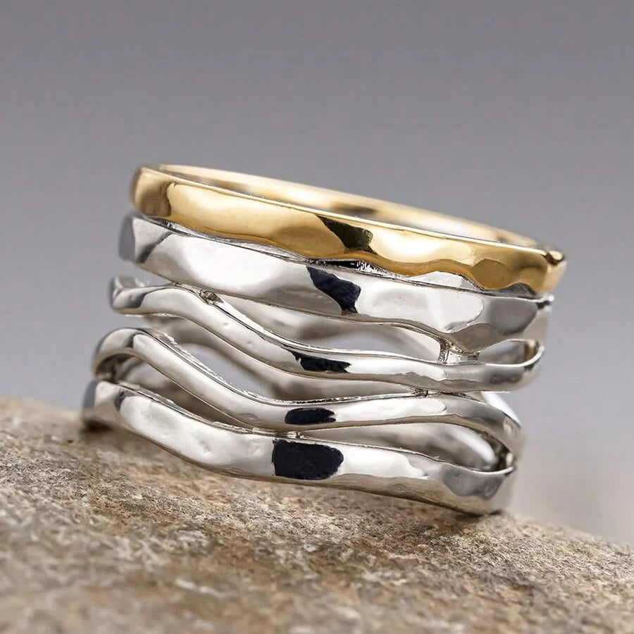 Retro Handcrafted Mixed Metal Multi Strand Wide Band