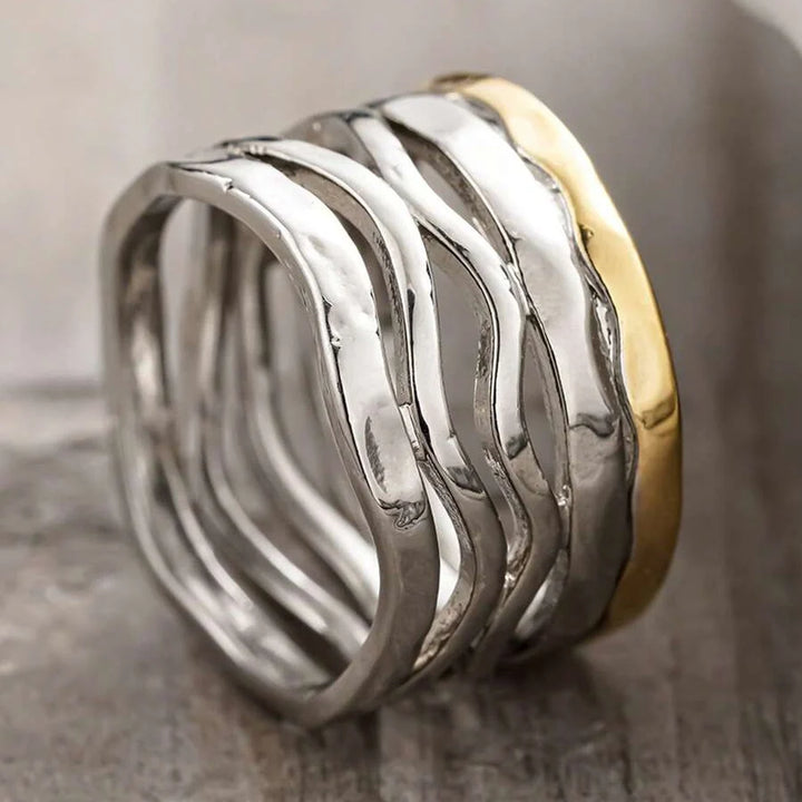 Retro Handcrafted Mixed Metal Multi Strand Wide Band