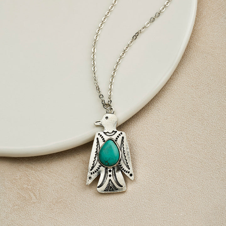 Vintage Bohemian Turquoise Ornament Pendant Necklace