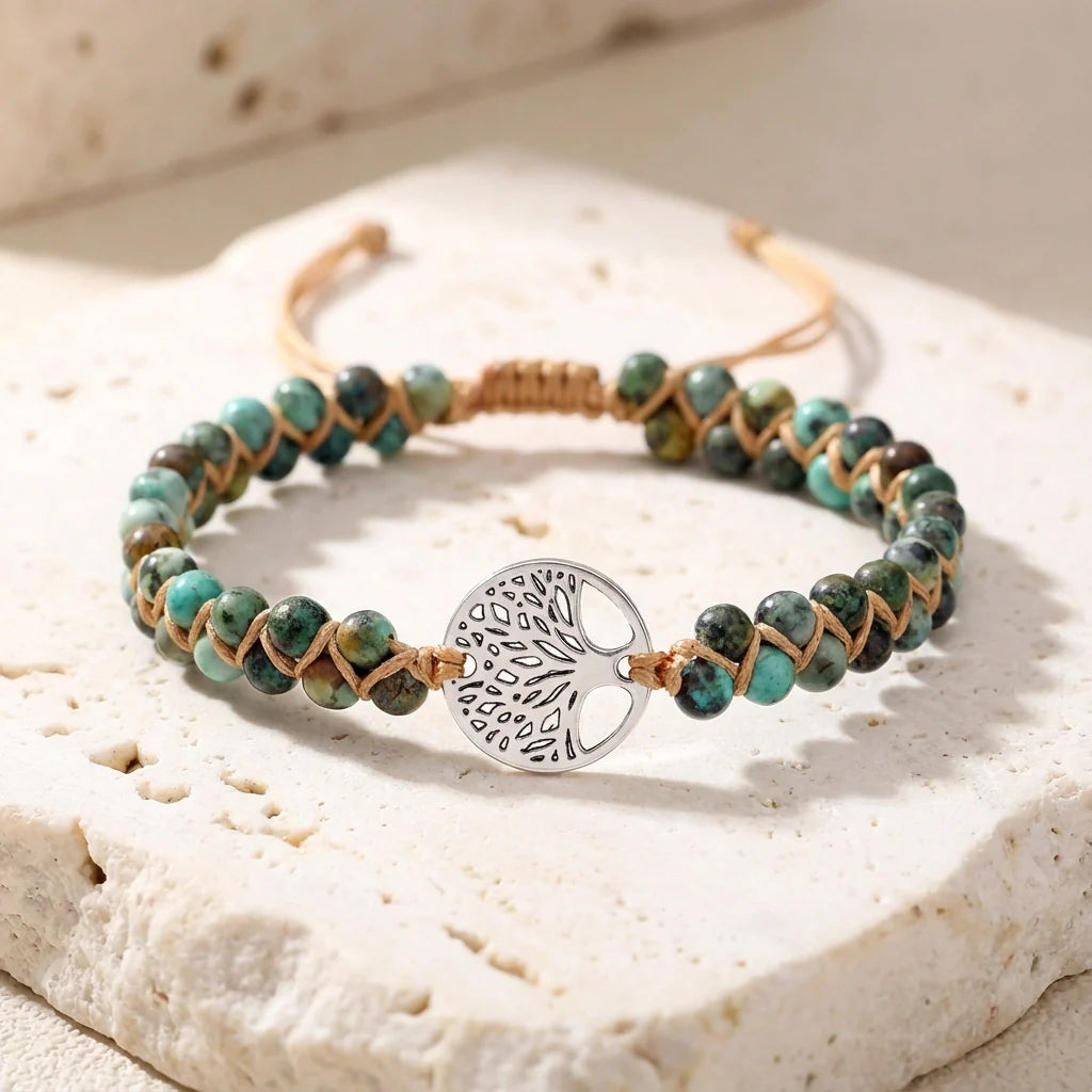 Woven Tree of Life Bracelet - Jasper
