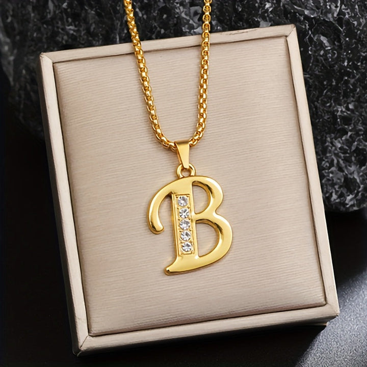 Crystal Accent Initial Necklace | Gold
