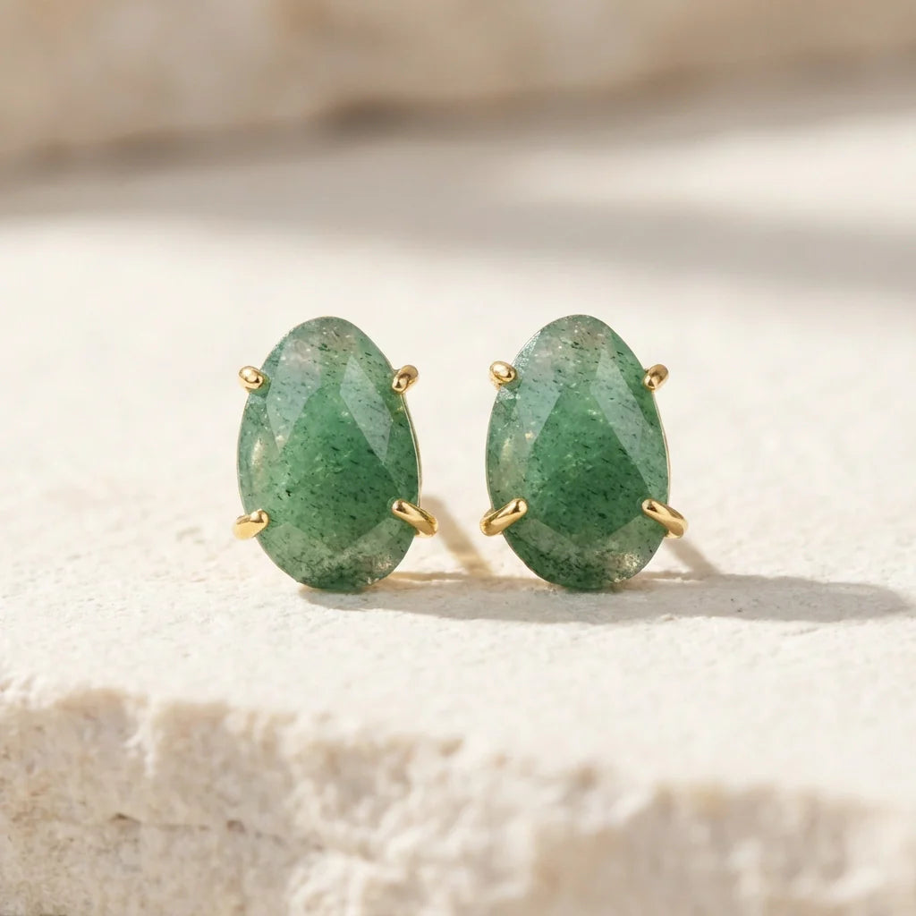 Joyous Aventurine Stud Earrings - Aventurine