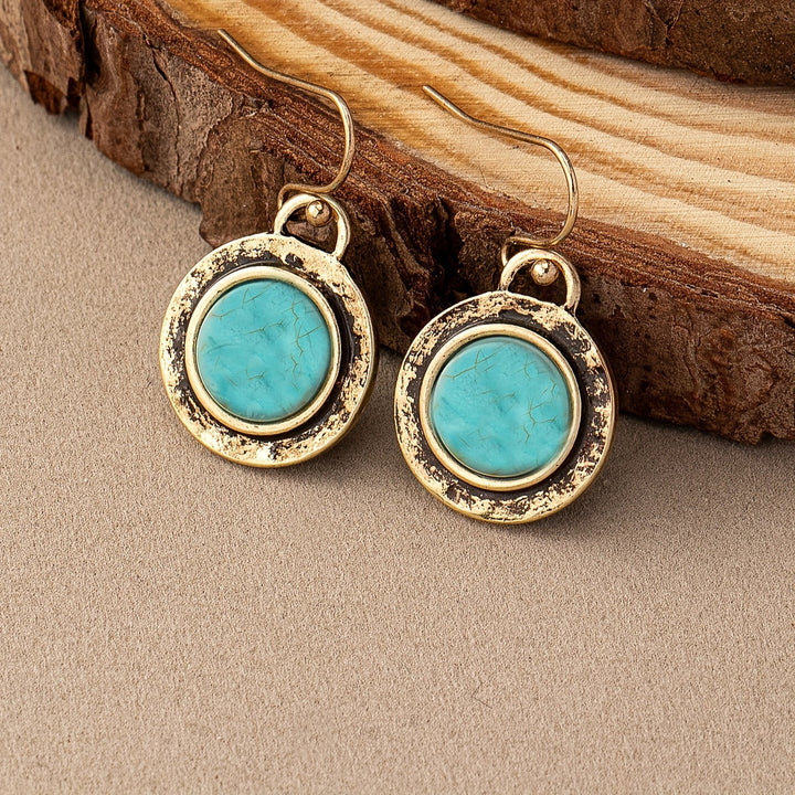 Bohemian Minimalist Turquoise Round Drop Earrings