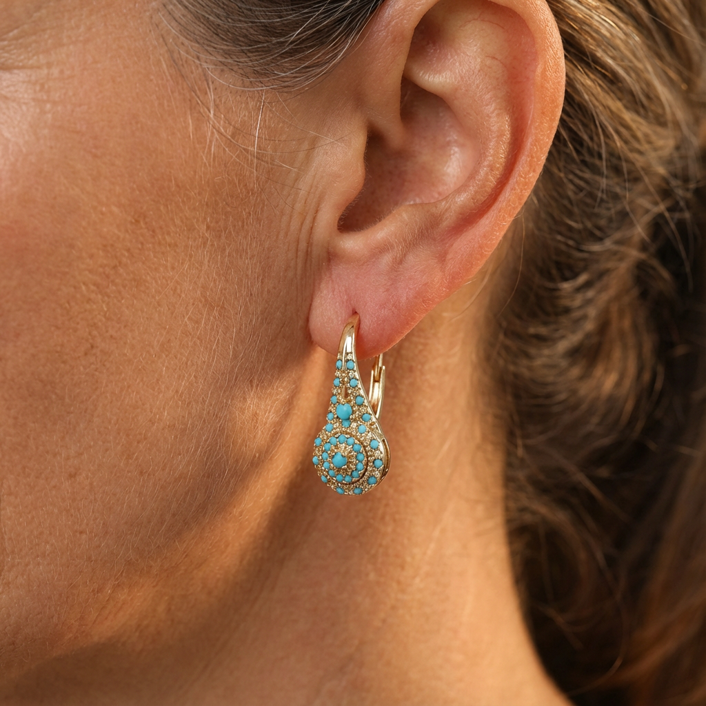 Turquoise Mosaic Teardrop Earrings