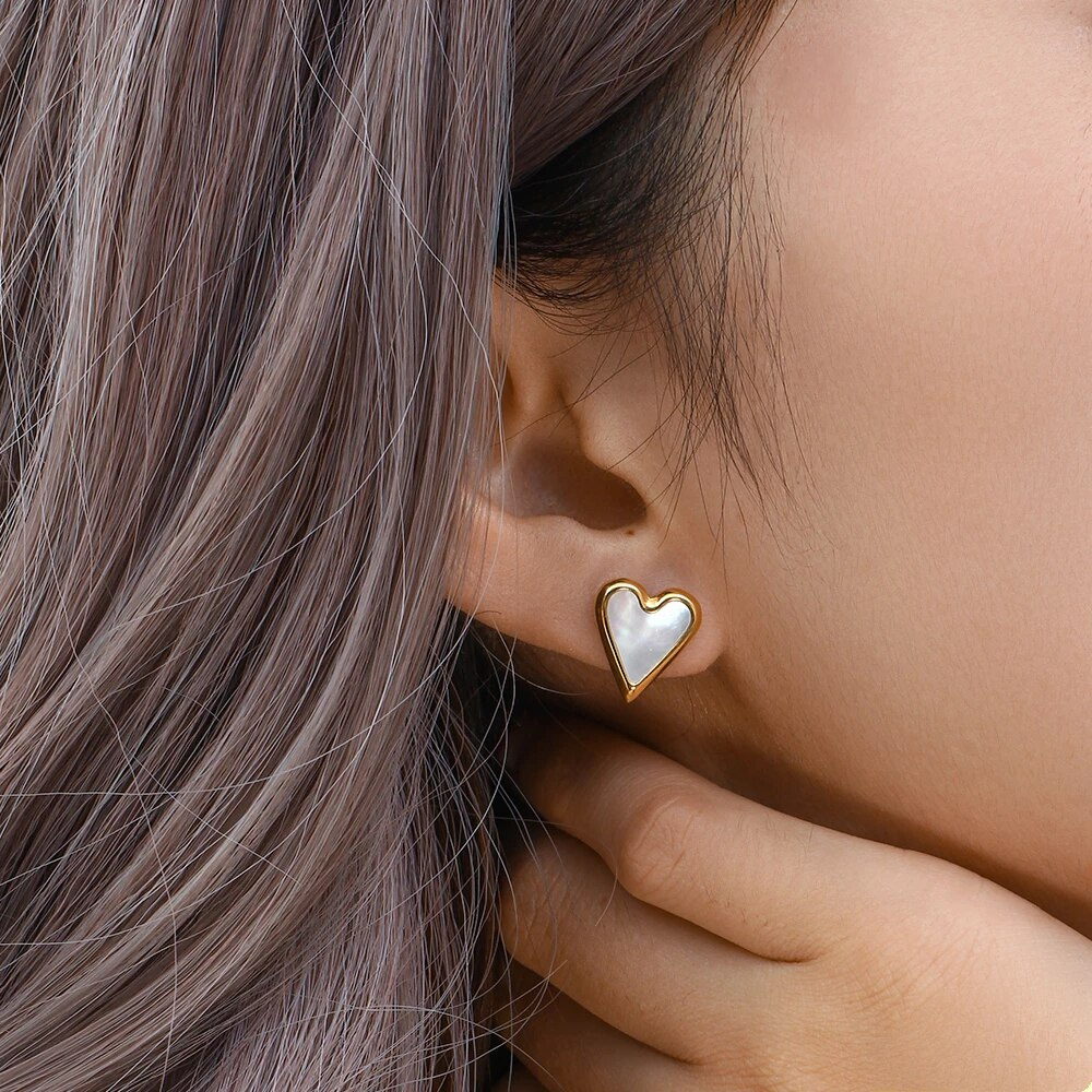 Heart Charm Earrings - Malachite