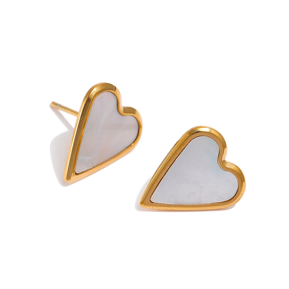 Heart Charm Earrings - Malachite