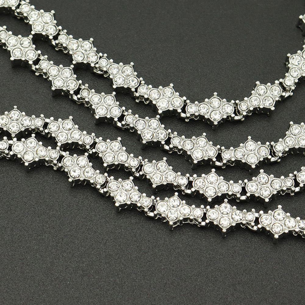 Classic Cluster Tennis Necklace | Gold