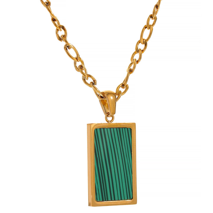 Ethereal Square Pendant Necklace - Malachite