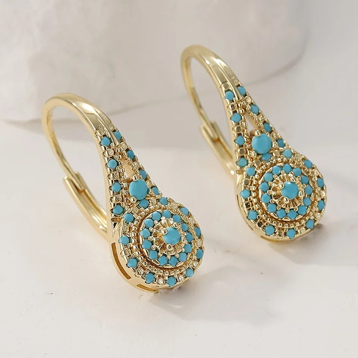 Turquoise Mosaic Teardrop Earrings