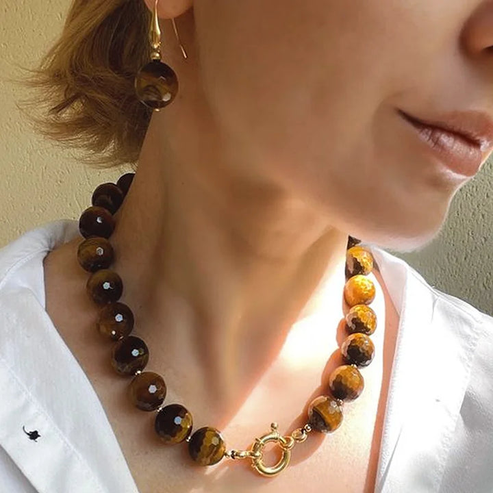 Bold Tigers Eye Necklace & Earrings (set of los) - Tiger's Eye
