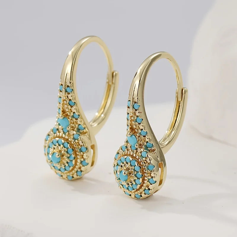 Turquoise Mosaic Teardrop Earrings