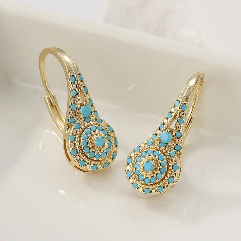 Turquoise Mosaic Teardrop Earrings