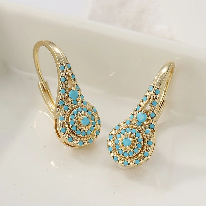 Turquoise Mosaic Teardrop Earrings