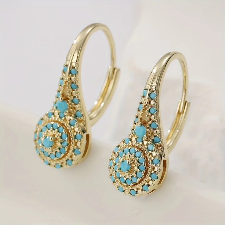 Turquoise Mosaic Teardrop Earrings