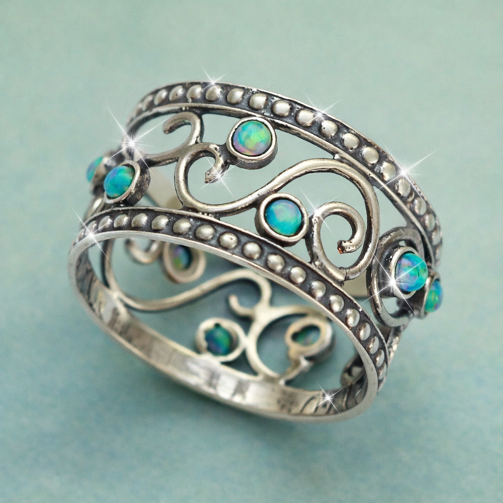 Vintage Bohemian Hollowed Out Design Wide Band Ring