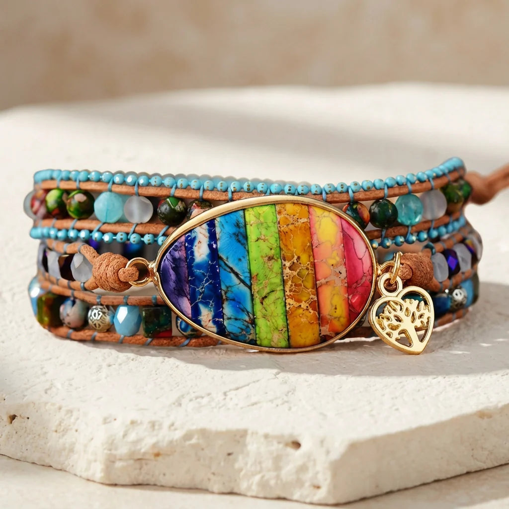 Positive Chakra Tree of Life Bracelet - Jasper