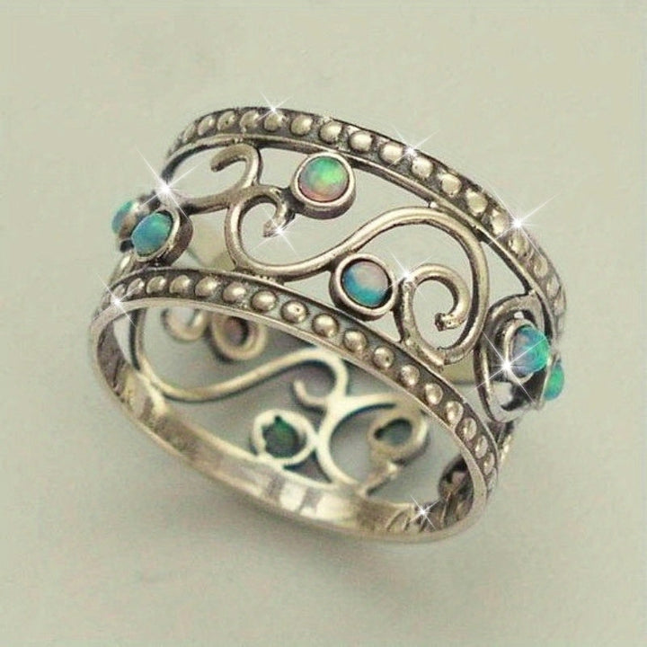 Vintage Bohemian Hollowed Out Design Wide Band Ring