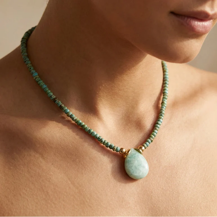 Amazonite Drop Necklace - Amazonite 