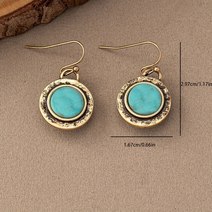 Bohemian Minimalist Turquoise Round Drop Earrings