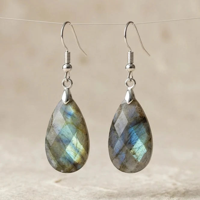 Labradorite Drop Earrings - Labradorite