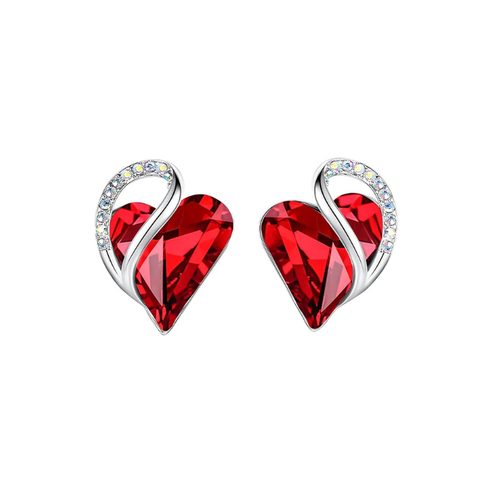 Infinity Heart Ruby Stud Earrings | White Gold