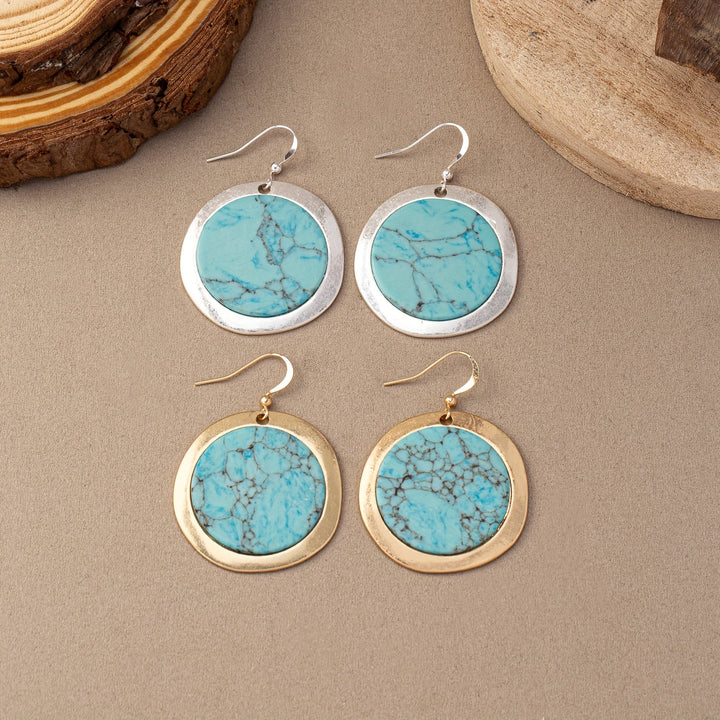 Turquoise Bohemian Round Earrings