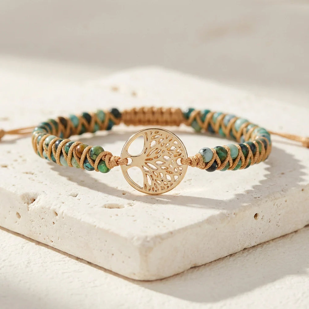 Woven Tree of Life Bracelet - Jasper