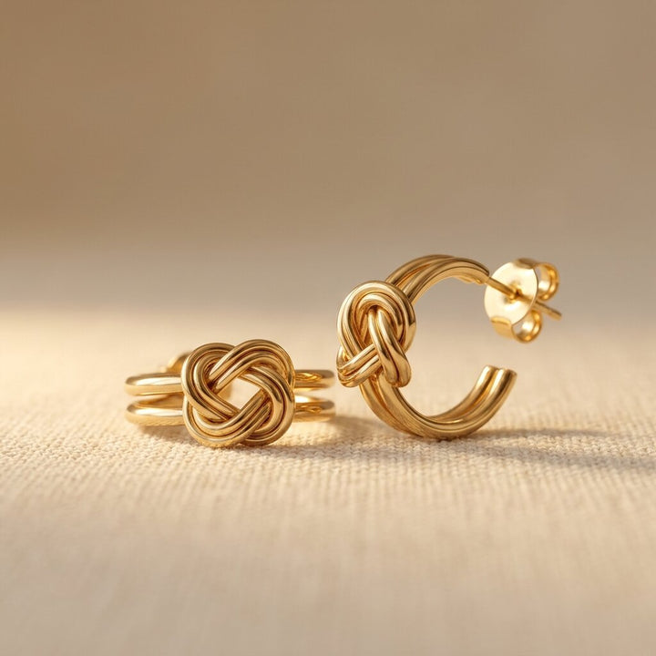 Vintage Boho Double Hoop Knotted Earrings