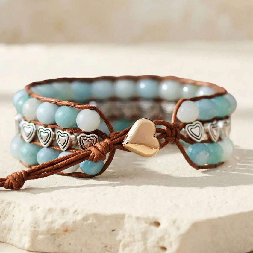 Balancing Heart Boho Bracelet - Amazonite