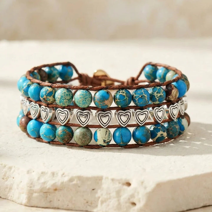 Balancing Heart Boho Bracelet - Amazonite