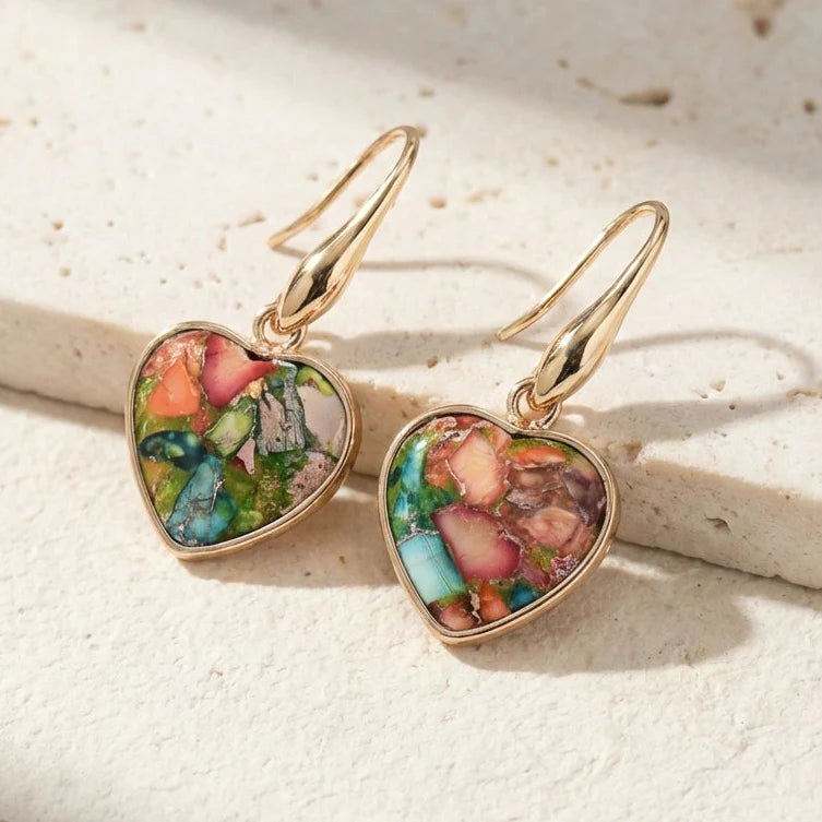 Grounding Heart Earrings - Jasper