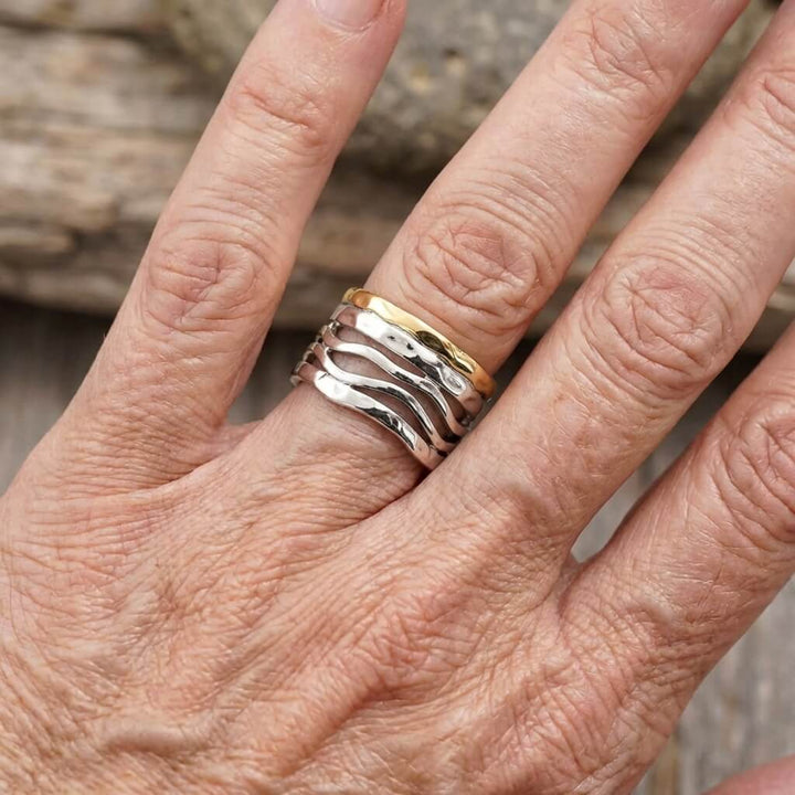 Retro Handcrafted Mixed Metal Multi Strand Wide Band