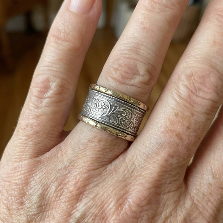 Vintage Bohemian Two Tone Golden & Silver Ring