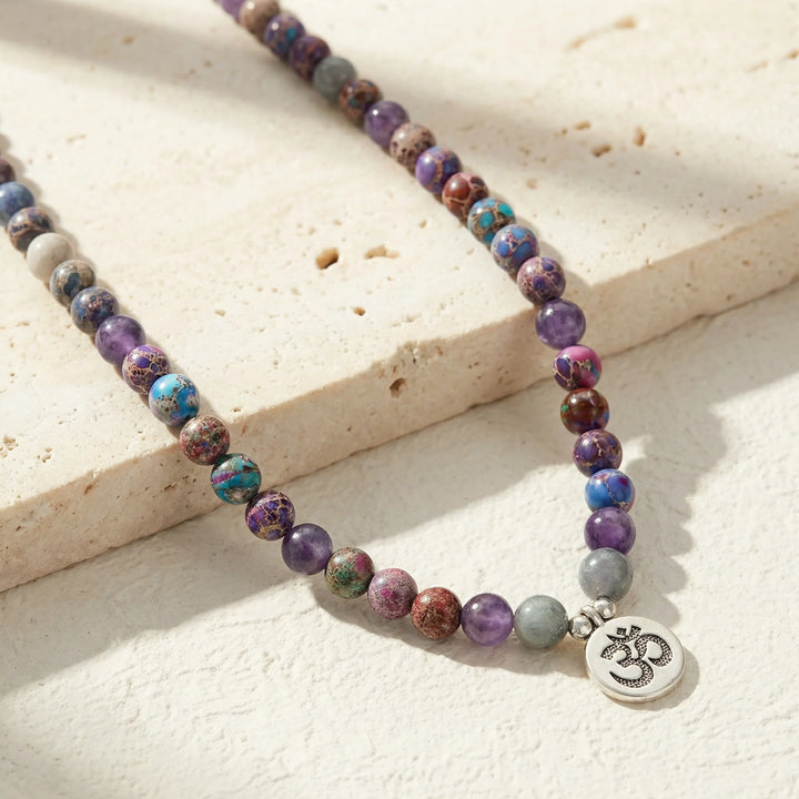Fantasy Jasper Amethyst Mala - Amethyst