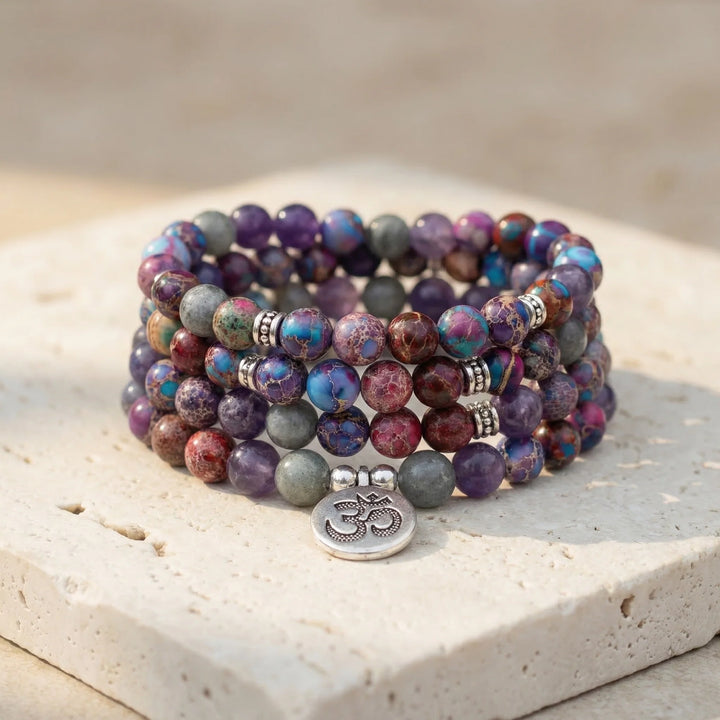 Fantasy Jasper Amethyst Mala - Amethyst