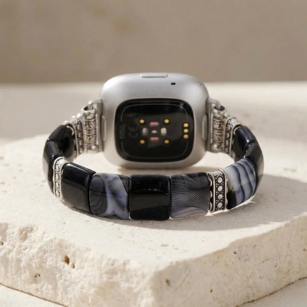 Onyx & Agate Fitbit Watch Band - Agate