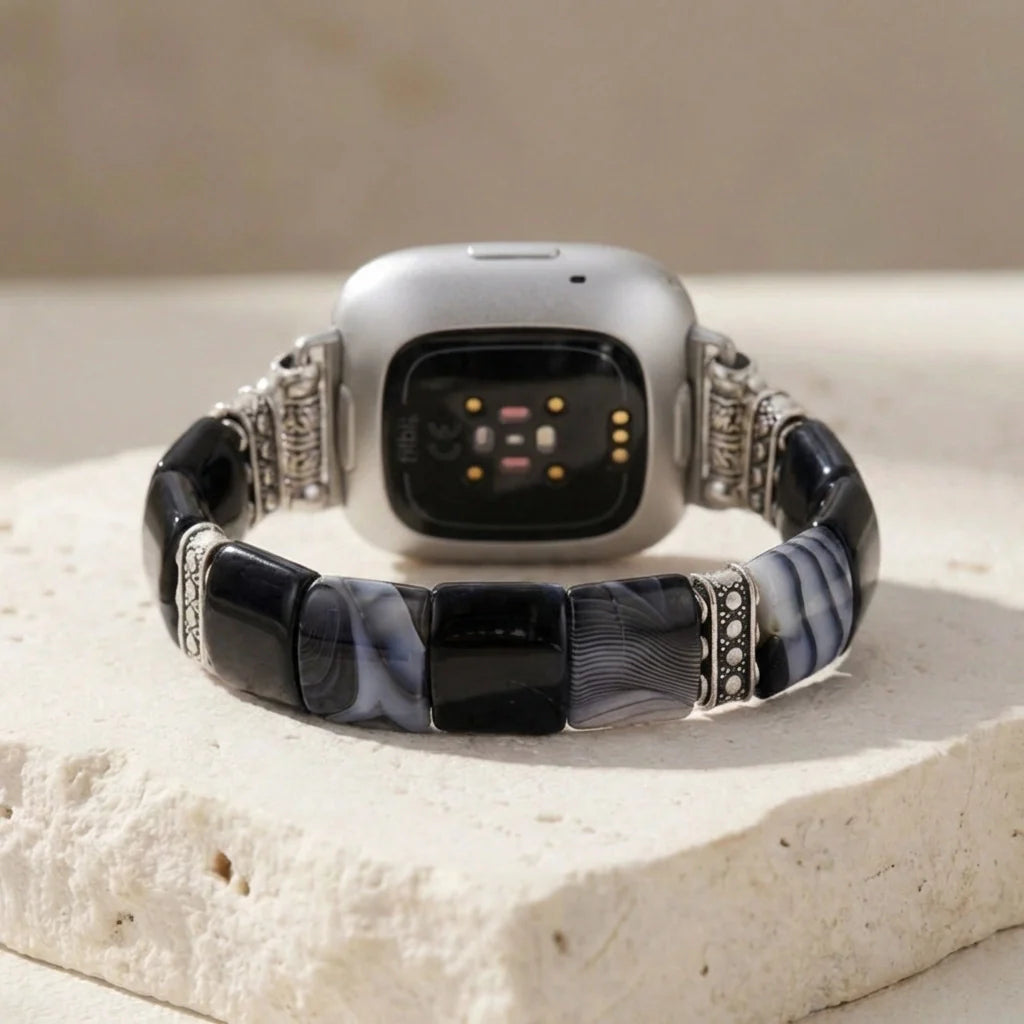 Onyx & Agate Fitbit Watch Band - Agate