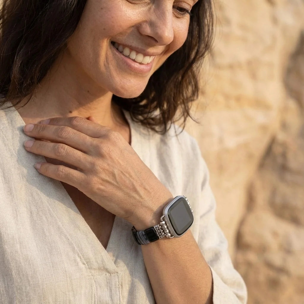 Onyx & Agate Fitbit Watch Band - Agate