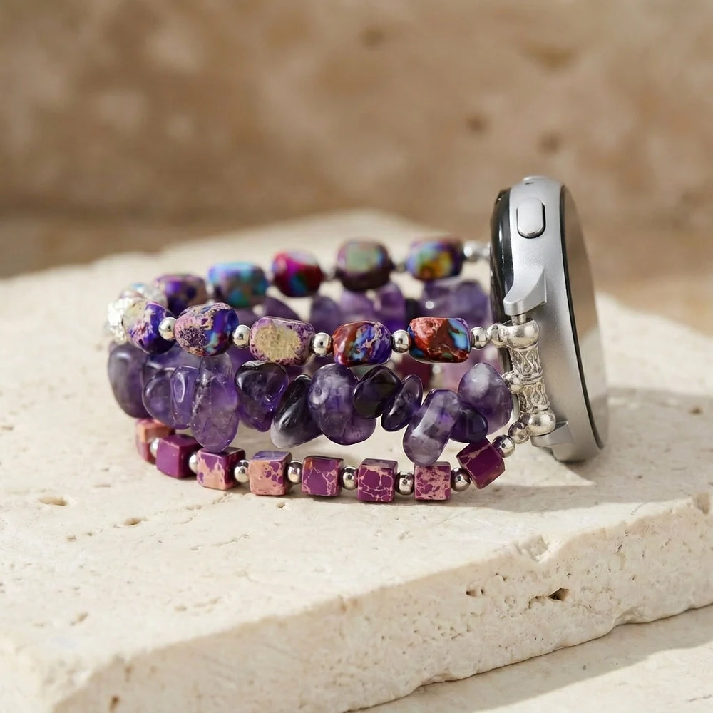 Amethyst & Jasper Samsung Watch Band - Amethyst
