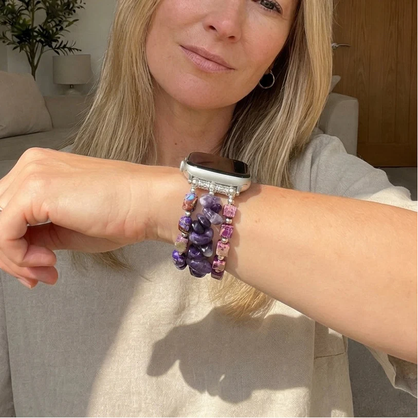 Amethyst & Jasper Samsung Watch Band - Amethyst